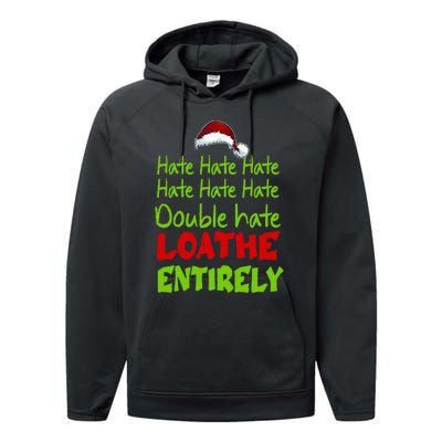 Hate Hate Double Hate Loathe Entirely Funny Christmas Santa Performance Fleece Hoodie