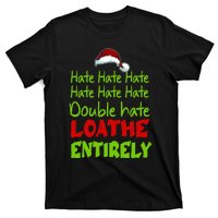 Hate Hate Double Hate Loathe Entirely Funny Christmas Santa T-Shirt