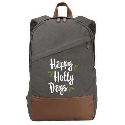 Happy Holly Days Festive Xmas Christmas Matching Family Gift Cotton Canvas Backpack