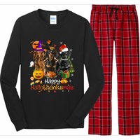 Happy Hallothanksmas Dachshund Halloween Thanksgiving Xmas Long Sleeve Pajama Set