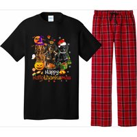 Happy Hallothanksmas Dachshund Halloween Thanksgiving Xmas Pajama Set