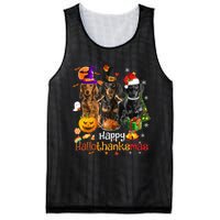 Happy Hallothanksmas Dachshund Halloween Thanksgiving Xmas Mesh Reversible Basketball Jersey Tank