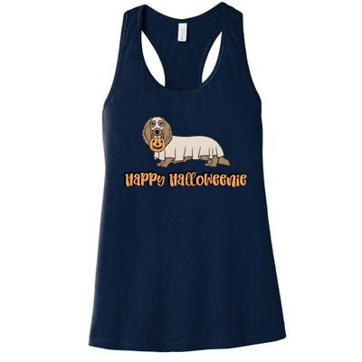 Happy Halloweenie Dachshund Ghost Funny Dog Lover Women's Racerback Tank