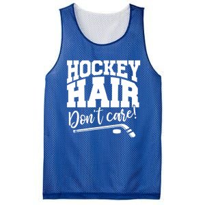 Hockey Hair Dont Care! Hockey Stick Player Hockey Puck Gift Mesh Reversible Basketball Jersey Tank