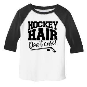 Hockey Hair Dont Care! Hockey Stick Player Hockey Puck Gift Toddler Fine Jersey T-Shirt