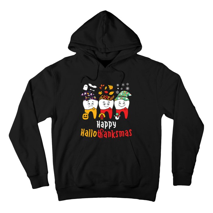 Happy Hallothanksmas Dental Halloween Thanksgiving Christmas Hoodie