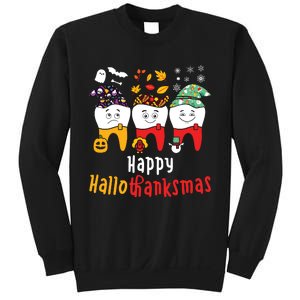 Happy Hallothanksmas Dental Halloween Thanksgiving Christmas Sweatshirt