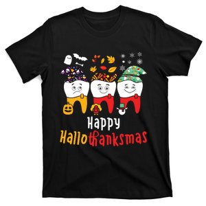 Happy Hallothanksmas Dental Halloween Thanksgiving Christmas T-Shirt