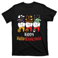 Happy Hallothanksmas Dental Halloween Thanksgiving Christmas T-Shirt