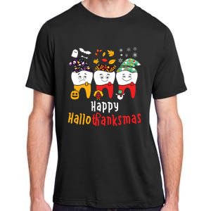 Happy Hallothanksmas Dental Halloween Thanksgiving Christmas Adult ChromaSoft Performance T-Shirt