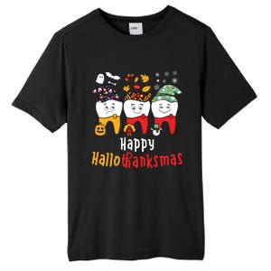 Happy Hallothanksmas Dental Halloween Thanksgiving Christmas Tall Fusion ChromaSoft Performance T-Shirt