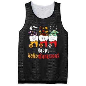 Happy Hallothanksmas Dental Halloween Thanksgiving Christmas Mesh Reversible Basketball Jersey Tank