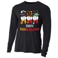 Happy Hallothanksmas Dental Halloween Thanksgiving Christmas Cooling Performance Long Sleeve Crew