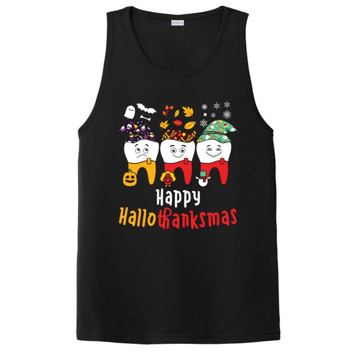 Happy Hallothanksmas Dental Halloween Thanksgiving Christmas PosiCharge Competitor Tank