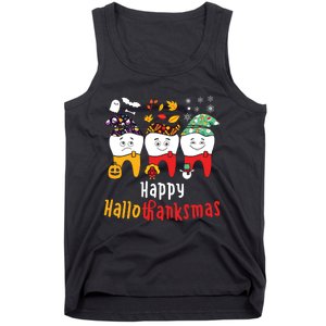 Happy Hallothanksmas Dental Halloween Thanksgiving Christmas Tank Top