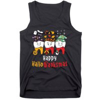 Happy Hallothanksmas Dental Halloween Thanksgiving Christmas Tank Top