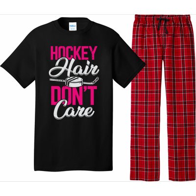 Hockey Hair Dont Care Design Ice Hockey Gift Pajama Set