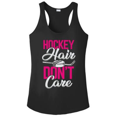 Hockey Hair Dont Care Design Ice Hockey Gift Ladies PosiCharge Competitor Racerback Tank