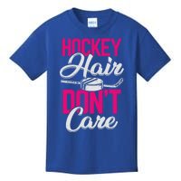 Hockey Hair Dont Care Design Ice Hockey Gift Kids T-Shirt