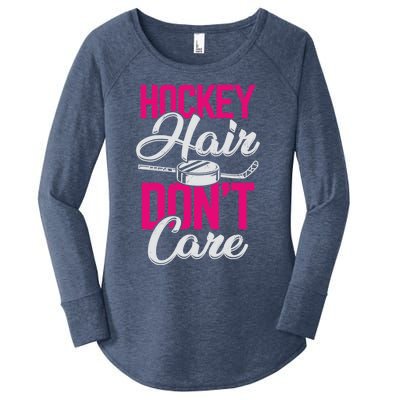 Hockey Hair Dont Care Design Ice Hockey Gift Women's Perfect Tri Tunic Long Sleeve Shirt