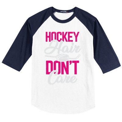 Hockey Hair Dont Care Design Ice Hockey Gift Baseball Sleeve Shirt