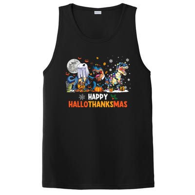 Happy Hallothanksmas Dinosaur Funny Hallothanksmas Party PosiCharge Competitor Tank