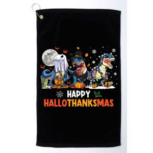 Happy Hallothanksmas Dinosaur Funny Hallothanksmas Party Platinum Collection Golf Towel