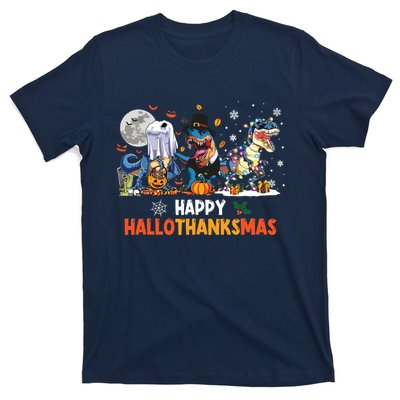 Happy Hallothanksmas Dinosaur Funny Hallothanksmas Party T-Shirt