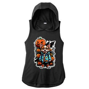 Hip Halloween Dog Ladies PosiCharge Tri-Blend Wicking Draft Hoodie Tank