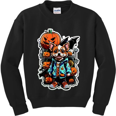Hip Halloween Dog Kids Sweatshirt