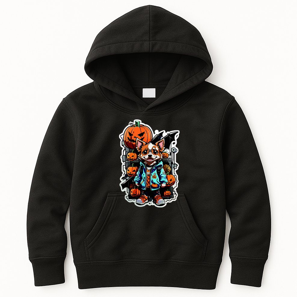 Hip Halloween Dog Kids Hoodie
