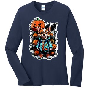 Hip Halloween Dog Ladies Long Sleeve Shirt