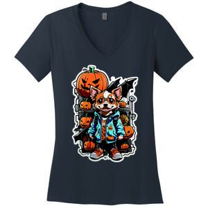 Hip Halloween Dog Women's V-Neck T-Shirt