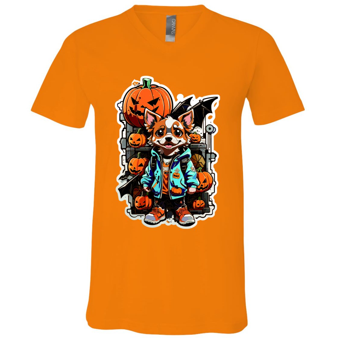 Hip Halloween Dog V-Neck T-Shirt