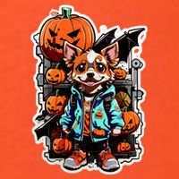 Hip Halloween Dog V-Neck T-Shirt