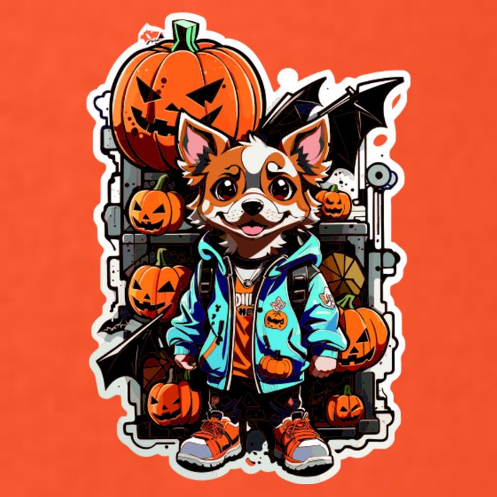 Hip Halloween Dog V-Neck T-Shirt