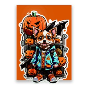 Hip Halloween Dog Poster