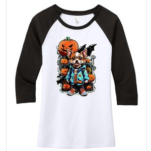 Hip Halloween Dog Women's Tri-Blend 3/4-Sleeve Raglan Shirt