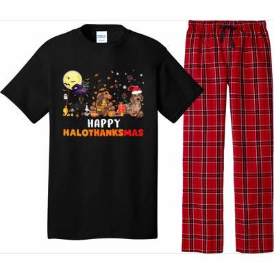 Happy Hallothanksmas Dachshund Dog Lover Halloween Christmas Great Gift Pajama Set