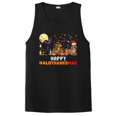 Happy Hallothanksmas Dachshund Dog Lover Halloween Christmas Great Gift PosiCharge Competitor Tank