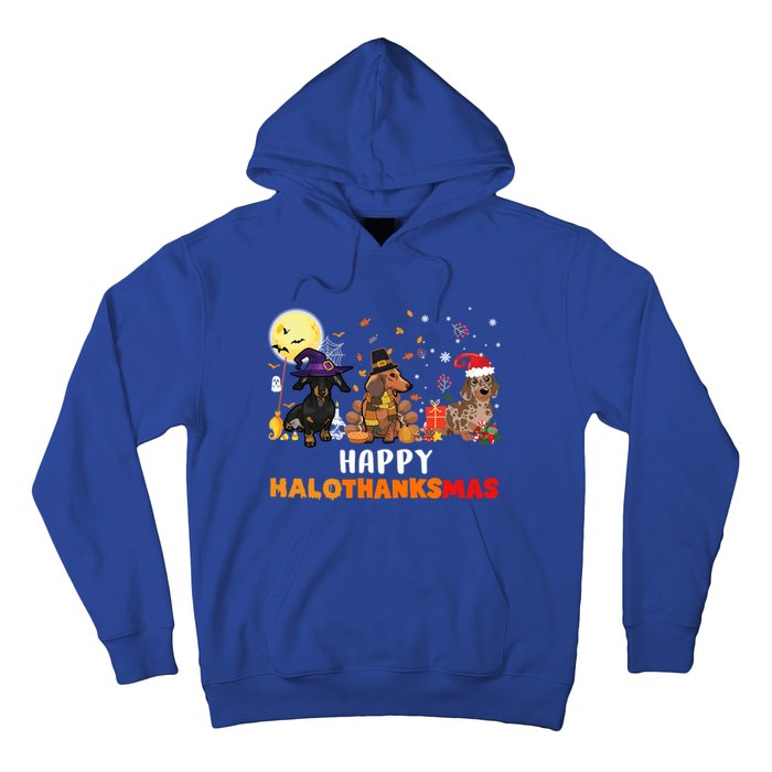 Happy Hallothanksmas Dachshund Dog Lover Halloween Christmas Great Gift Hoodie