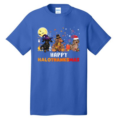 Happy Hallothanksmas Dachshund Dog Lover Halloween Christmas Great Gift Tall T-Shirt