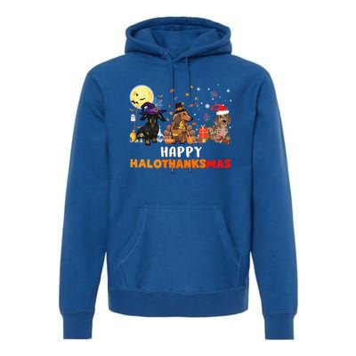 Happy Hallothanksmas Dachshund Dog Lover Halloween Christmas Great Gift Premium Hoodie