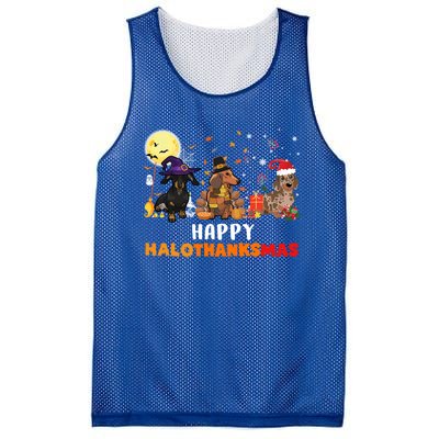 Happy Hallothanksmas Dachshund Dog Lover Halloween Christmas Great Gift Mesh Reversible Basketball Jersey Tank