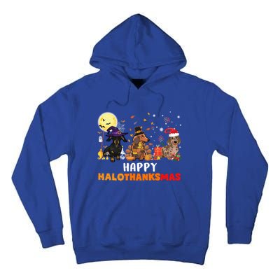 Happy Hallothanksmas Dachshund Dog Lover Halloween Christmas Great Gift Tall Hoodie