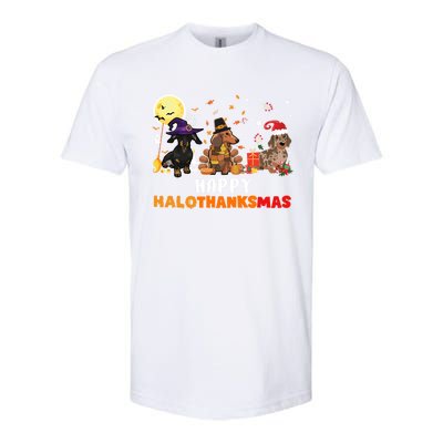 Happy Hallothanksmas Dachshund Dog Lover Halloween Christmas Great Gift Softstyle CVC T-Shirt