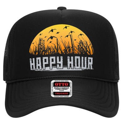 Happy Hour Duck Hunting Hunter High Crown Mesh Back Trucker Hat