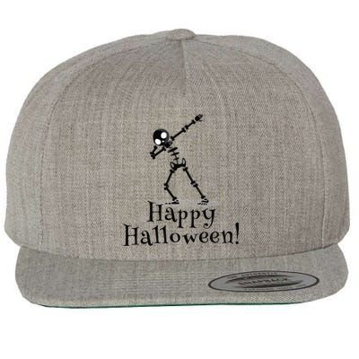 Happy Halloween Dabbing Skeleton Dab Ghost Pumpkin Spooky Cute Gift Wool Snapback Cap