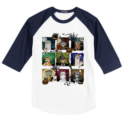 Happy Halloween Dog Family Matching Funny Dog Lover Baseball Sleeve Shirt