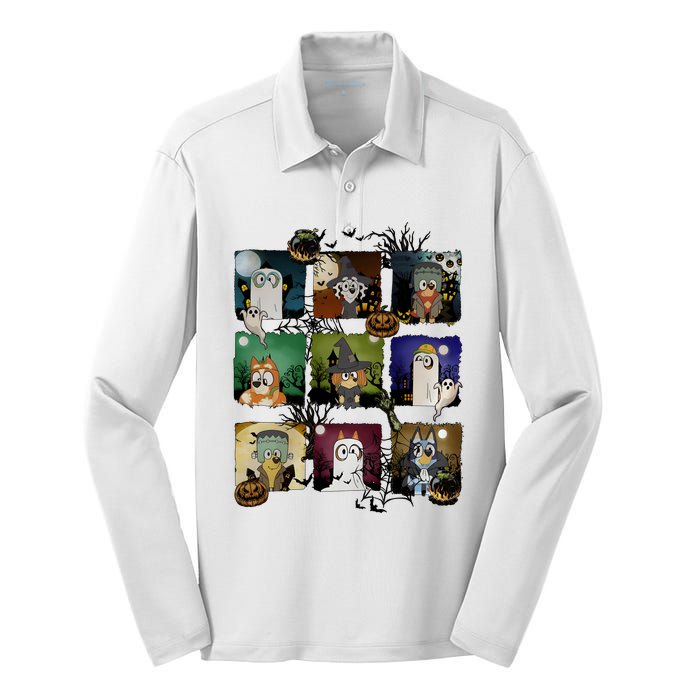 Happy Halloween Dog Family Matching Funny Dog Lover Silk Touch Performance Long Sleeve Polo